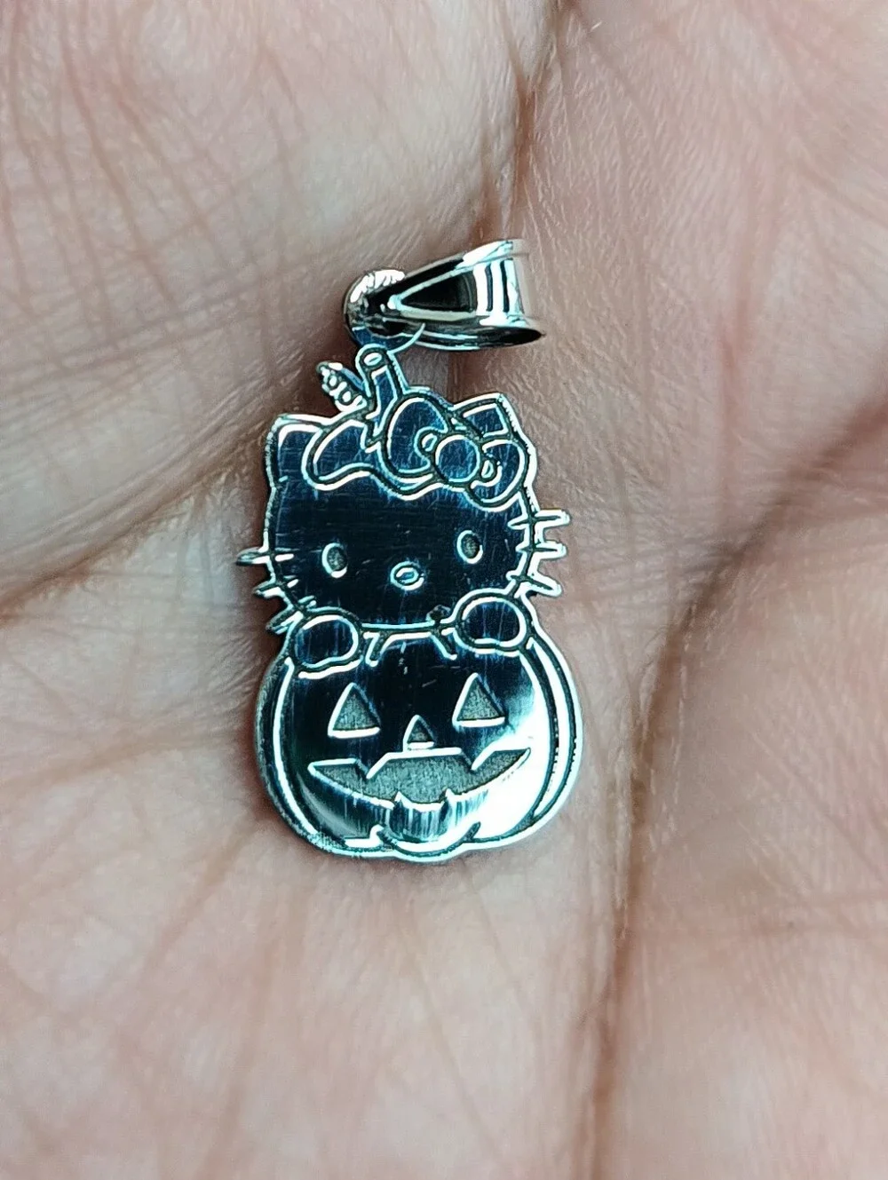 925 Sterling Silver Kitty Pumpkin Charm Pendant